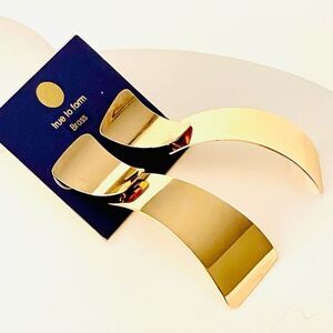 NWT Gorgeous True to Form Highly Polished Gold Brass Drop Long Geometric Earring